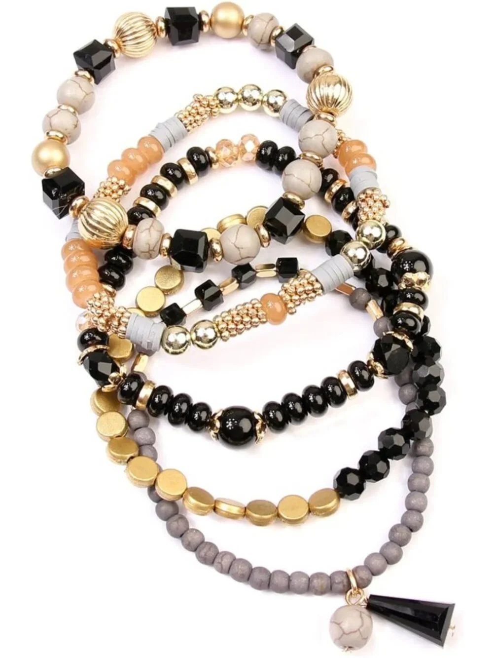 Bohemian Multi-Layer Beaded Statement Bracelets - Stackable Stretch Bangles with